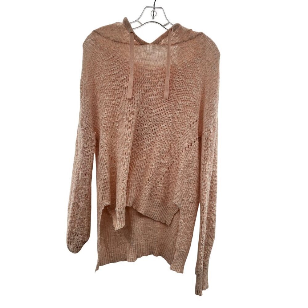 Hem & Thread Loose Knit Hoodie Women's Size Small Peach Long Sleeve Pullover